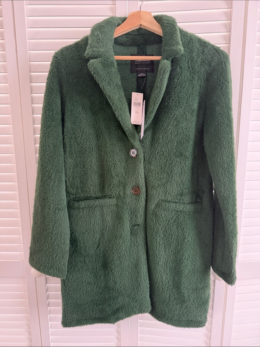 Sanctuary Forest Green Teddy Faux-Fur Single-Breasted Coat